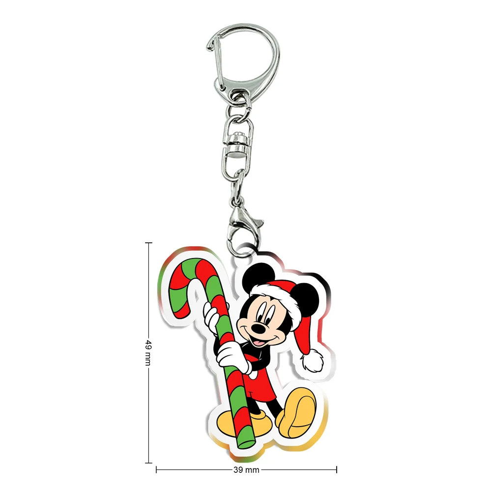 Christmas Disney Mickey Minnie Transparent Acrylic Keychains Kids Xmas Party Gift Collection Girls Jewelry Accessories