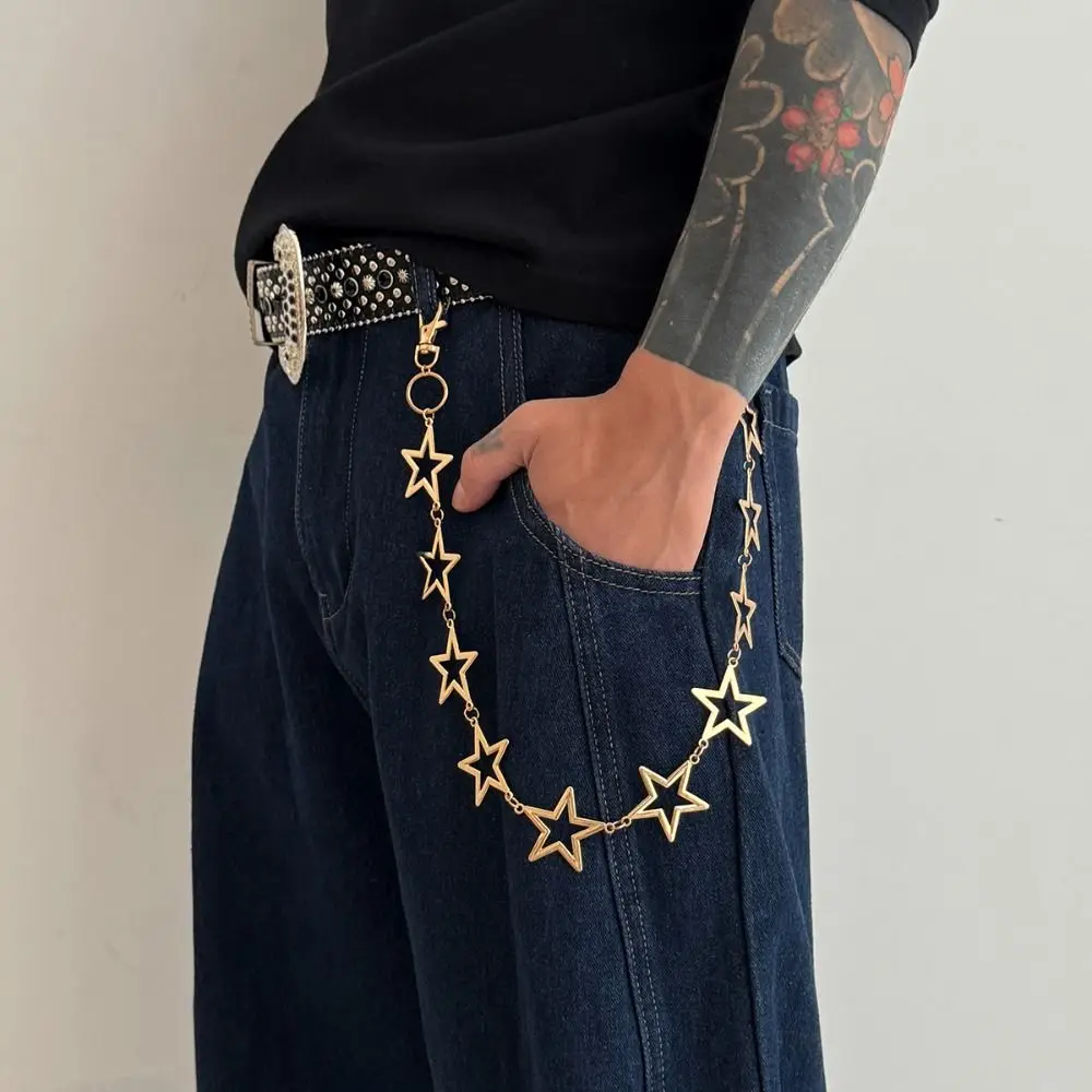 Retro Five-Pointed Star Pants Chain Hollow Out Geometric Punk Belt Chain Hip Hop Harajuku Style Bag Chain Female
