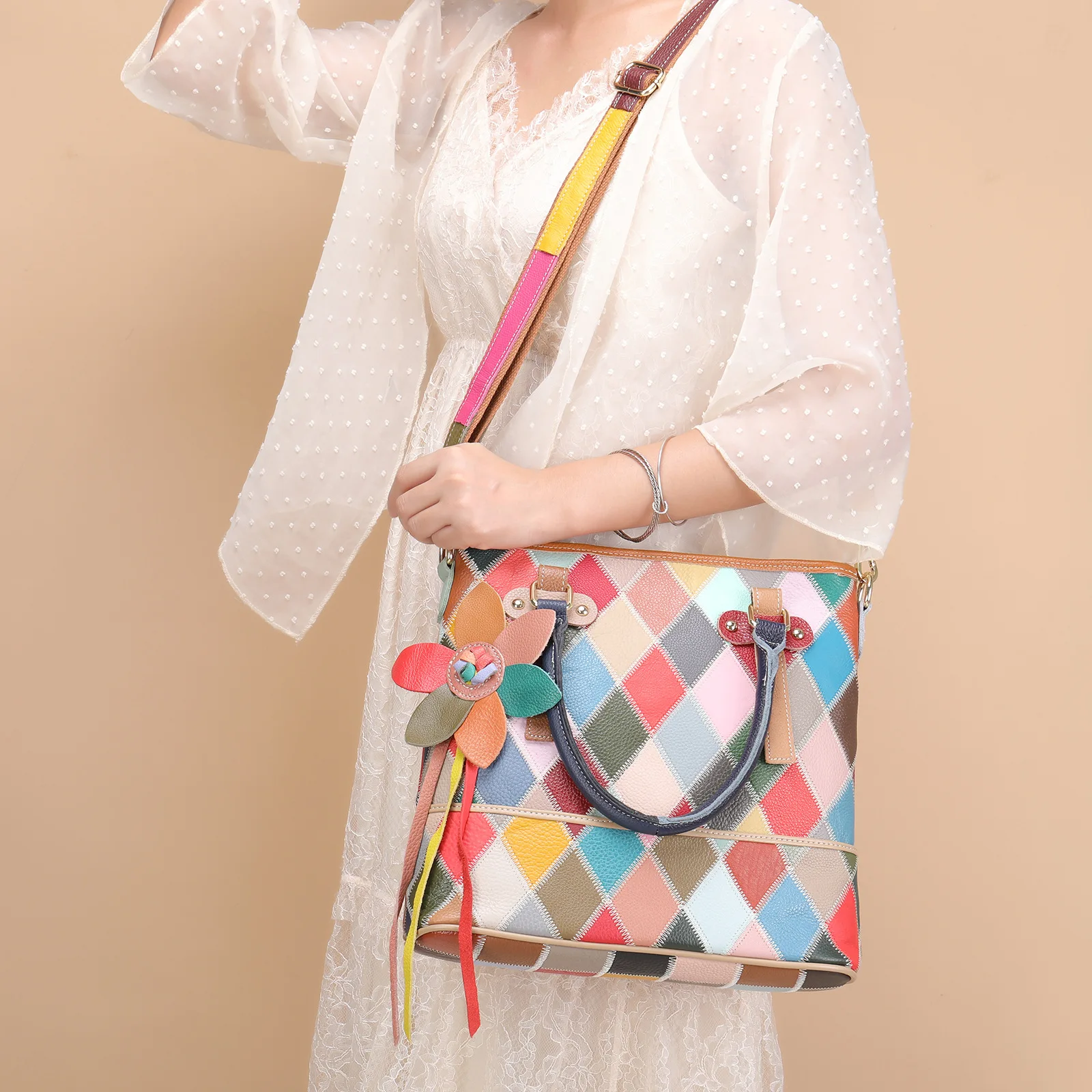 

Fashionable Color Block Plaid Crossbody Bag Soft Leather Vertical Style Handbag For Women Single Shoulder Bag Casual Satchel