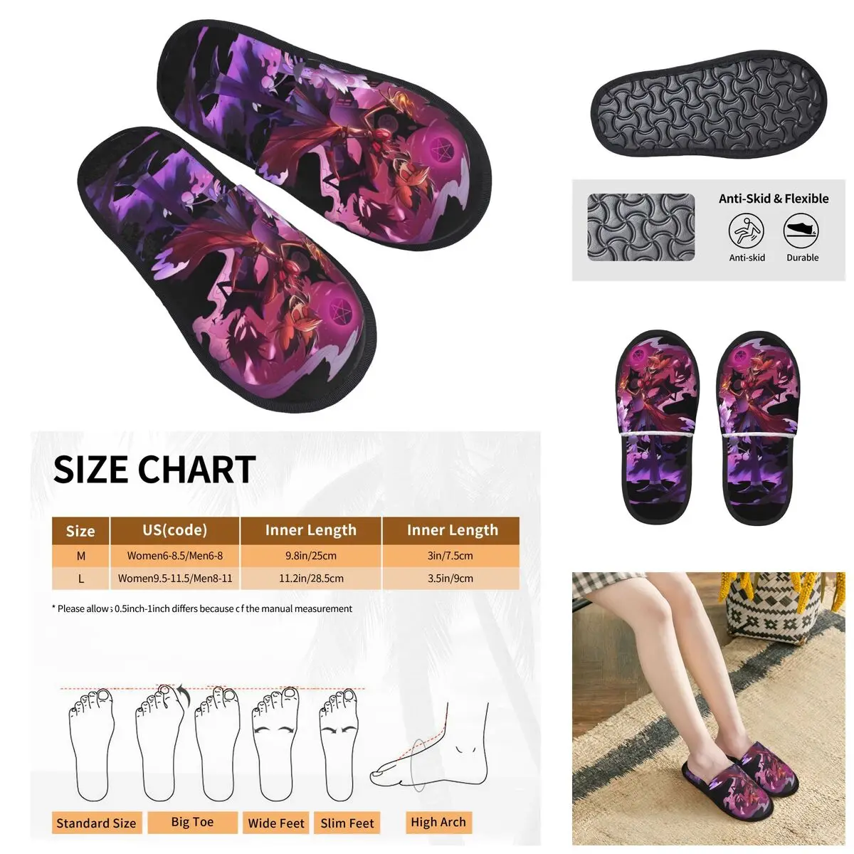 Stained Glass Alastor Hazbins Hotels Men Women Furry Home slippers,Leisure printing