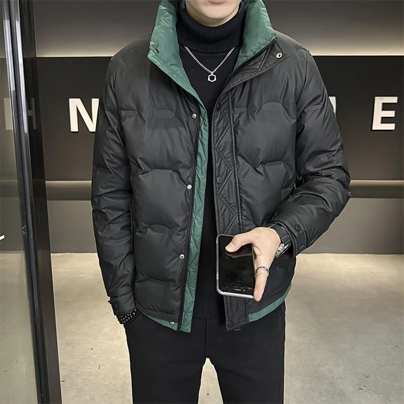 

Зимняя утепленная куртка из хлопка и пуха для мужчин, брендовая, высококачественная, теплая, в стиле «хлебный пух», с воротником-стойкой, на молнии, повседневная...