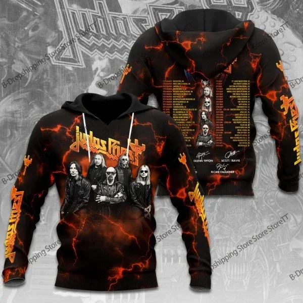 روك يهوذا الكاهن الفرقة ثلاثية الأبعاد طباعة هوديي الرجال النساء موضة المتضخم الهيب هوب هوديي الرجال البلوز للجنسين رياضية ملابس رجالي #4