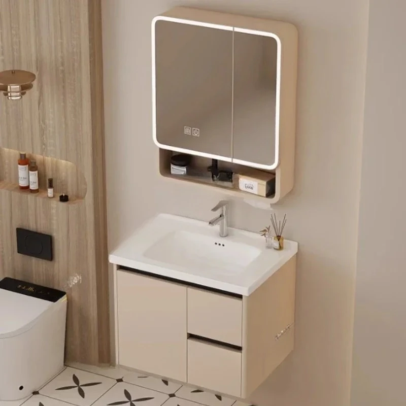 Luxury Orgnizer Bathroom Cabinet Mirror Led Light Vanity Storage Toilet Cabinet Home Smart Badezimmer Schrank Bathroom Furnit