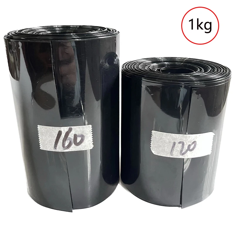 1kg Black Shrink Film PVC Insulation Heat Shrinkable Tube Suitable for 18650 21700 26650 32650 lithium battery packaging insulat