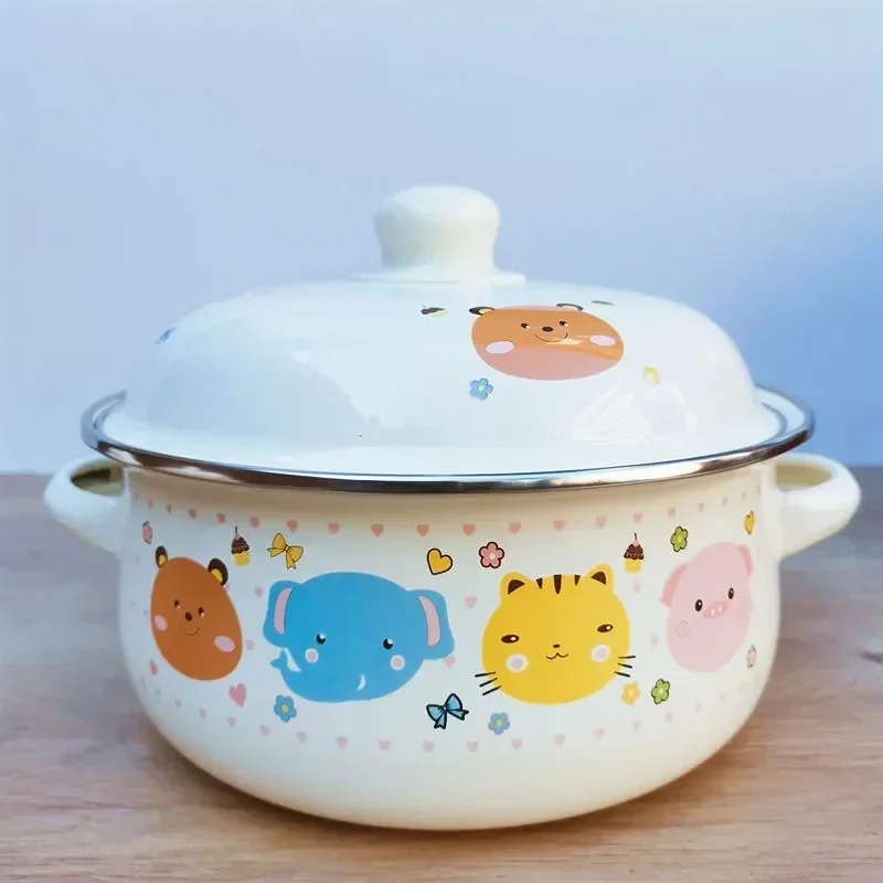 Enamel Pot Household Double Ear Soup Pot  Enamel Pot Casserole Induction Cooker Gas Stove