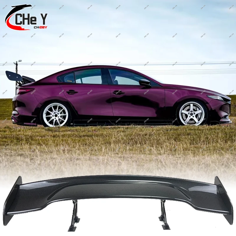 For 2019 2020 2021 2022 2023 2024 Mazda 3 Axela 100% Real Carbon Fiber High Quality Rear Spoiler Trunk Lid  GT Style