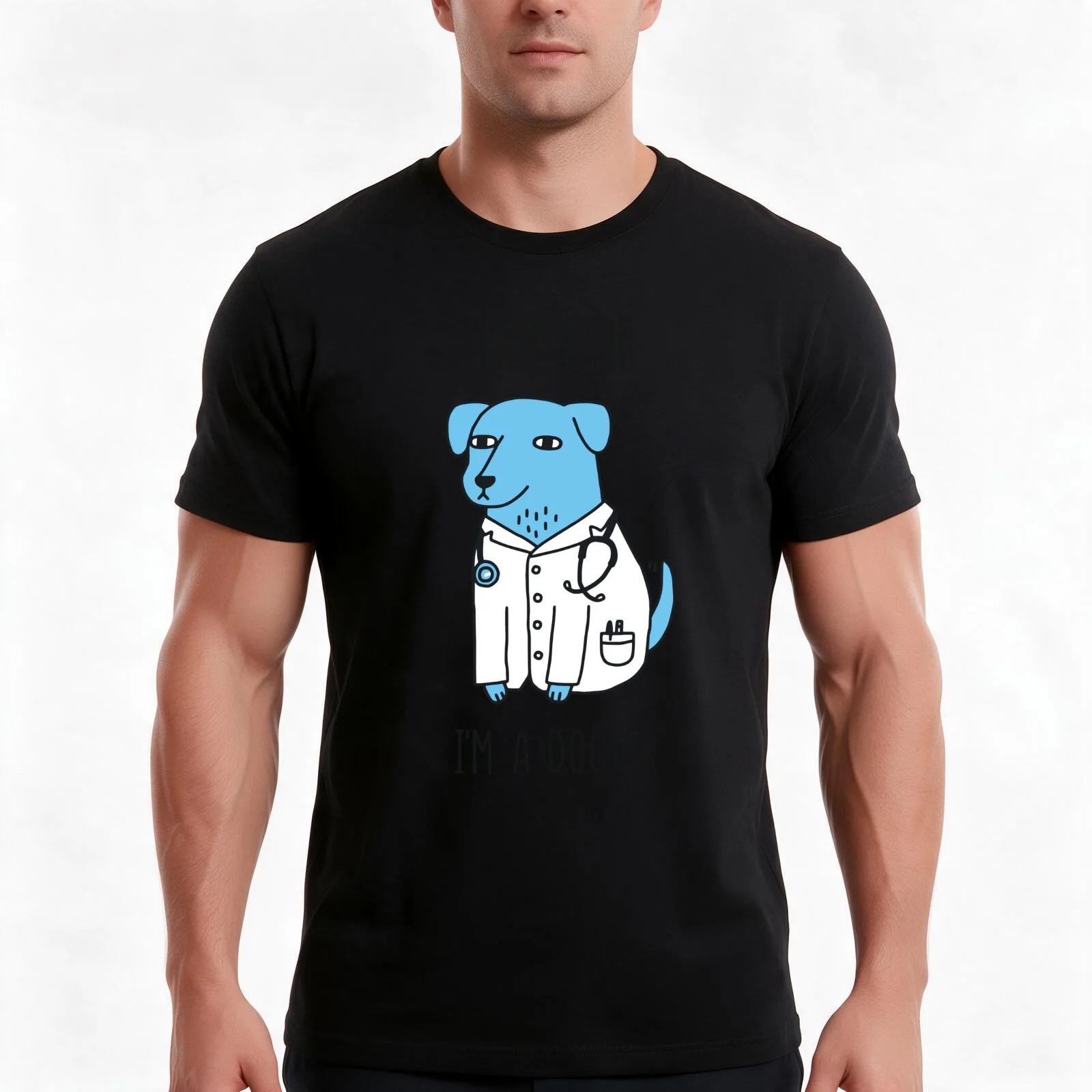 Dogtor T-Shirt, Summer Casual Cotton Tee, Oversized Streetwear Tops, Vintage Graphic Print, Loose Fit Short Sleeve, 100% Cotton