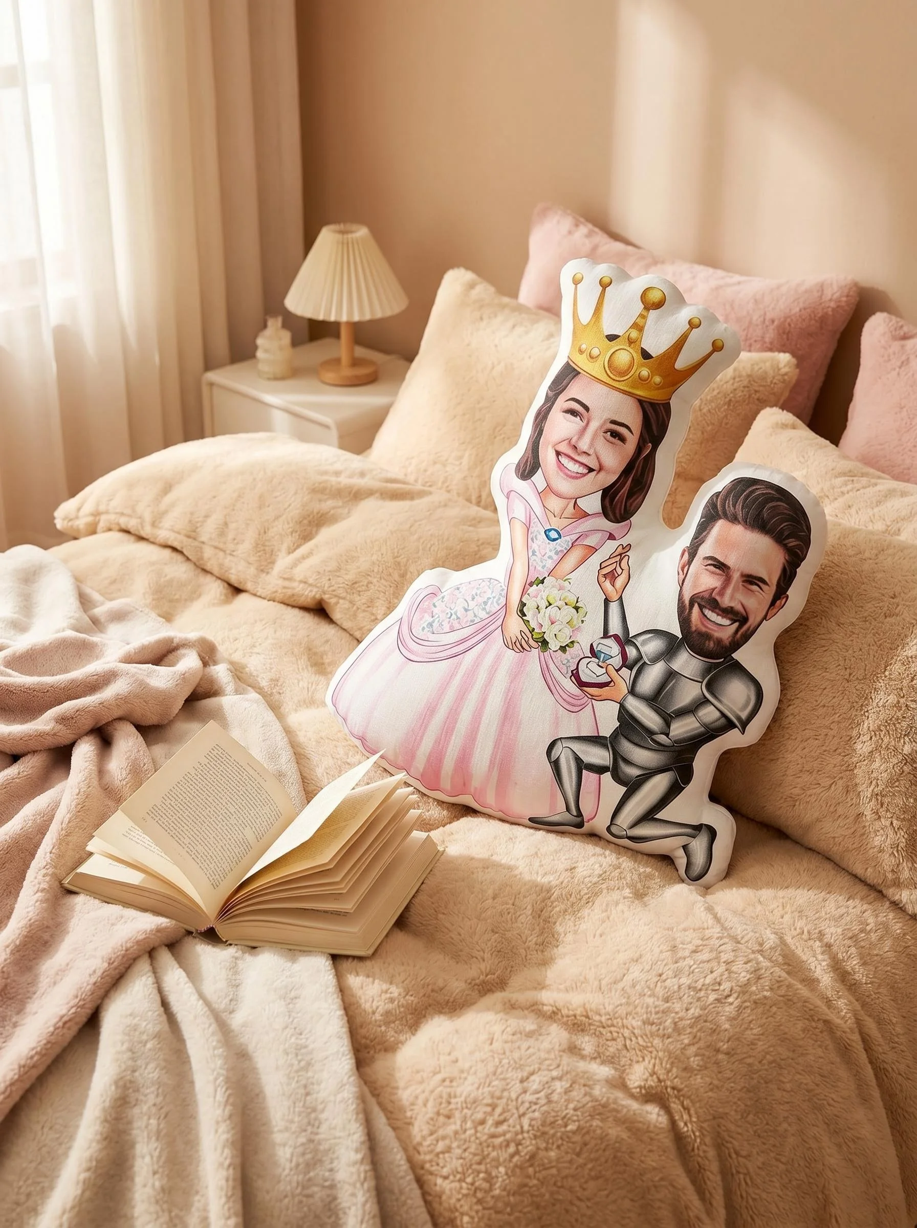 Fun Custom Couple Pillows, Personalized Cartoon Face Plush Toy Cushions, Wedding Anniversary Gifts for Couples, or Gifts for Special Occasions to Give to Him/Her