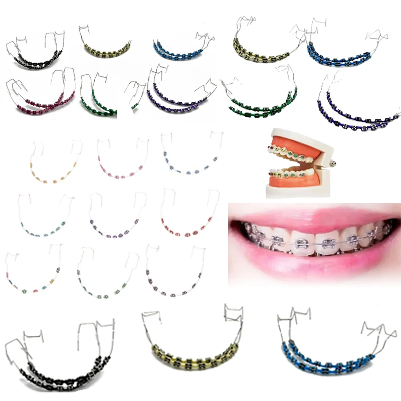 Tirantes falsos, soportes coloridos para dientes, cables metálicos temporales, soporte de Metal, ligaduras de ortodoncia Dental