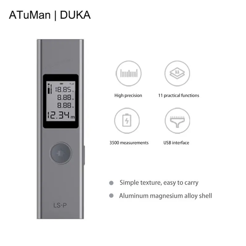 Дальномер лазерный Xiaomi DUKA ATuMan, 40 м, портативный Перезаряжаемый
