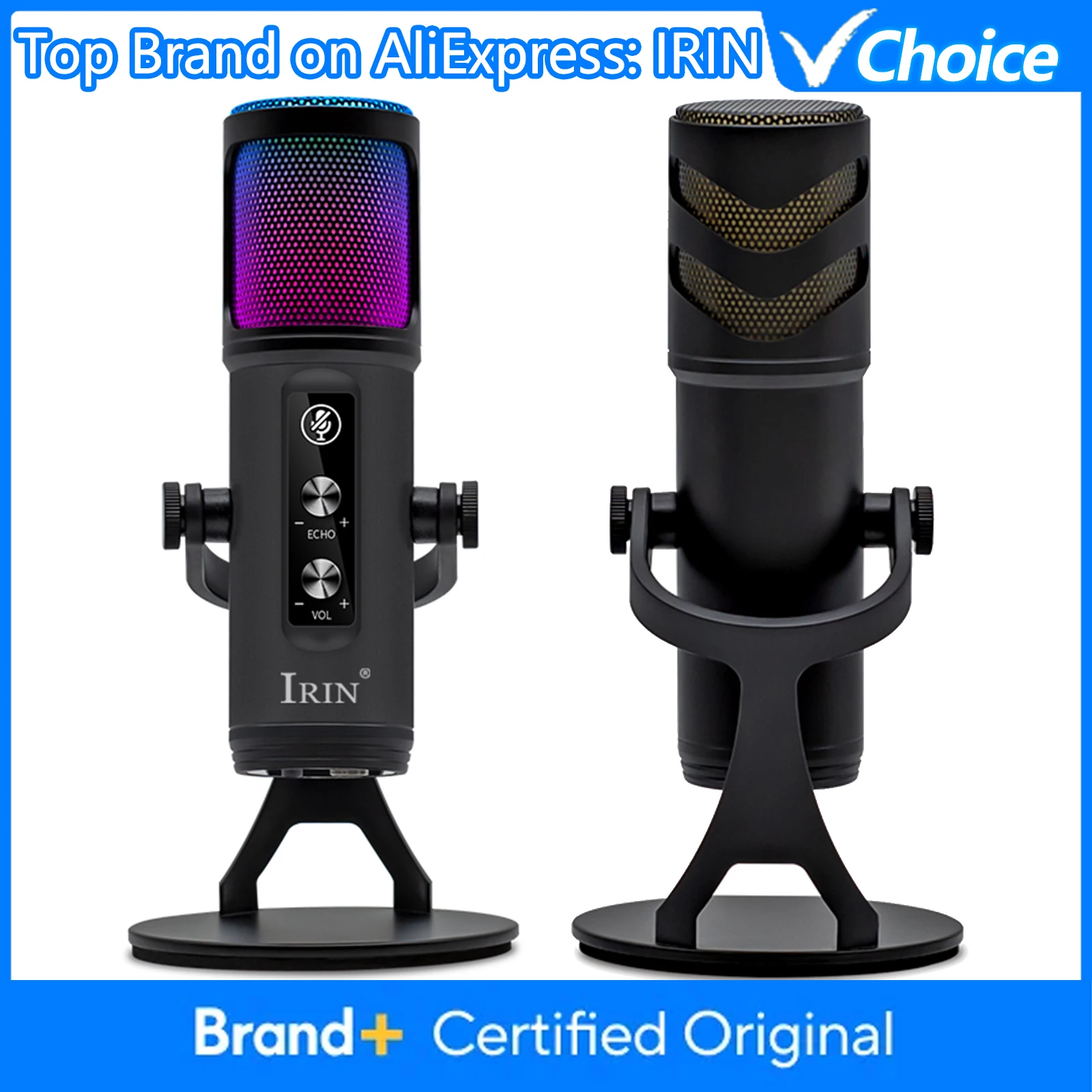 ZX-776 Professional Streaming Microphone with Touch Panel RGB Atmosphere Light for Live Gaming Streaming Podcast Recording