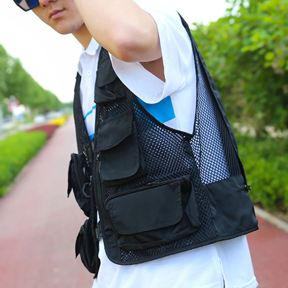 

Мужской жилет для фотосъемки на открытом воздухе, для путешествий, активного отдыха, повседневный стиль, охотничий жилет с v-образным вырезом, камуфляжный сплошной цвет