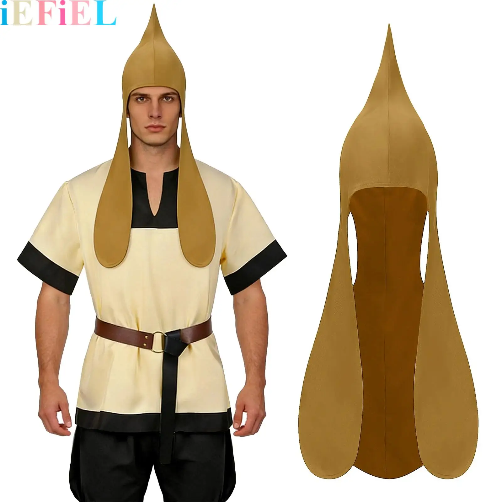 

Men Medieval Cosplay Ear-protective Hooded Headscarves Headwear Victorian Men Halloween Dress Up Clothing Accessory
