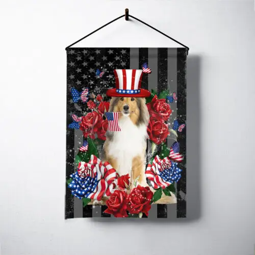 Shetland Sheepdog America 4th July Flag, Sheltie Dog USA Independence Day Flag