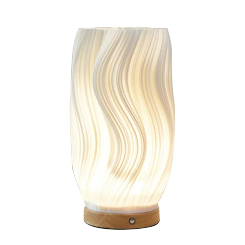 AB47-مصابيح السرير لمصباح منضدة خمر مخطط صغير ضوء الليل زهرية تصميم ضوء قابلة للشحن #1