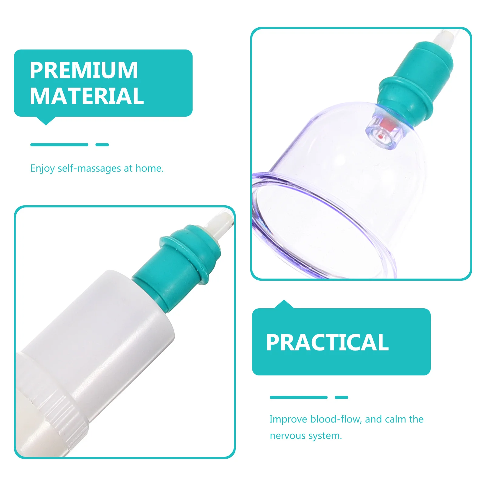 

1Set Cupping Kit Premium Vacuum Suction Cups Smooth Edge No Burrs Professional Home Use Massage Tool for Pain Relief and