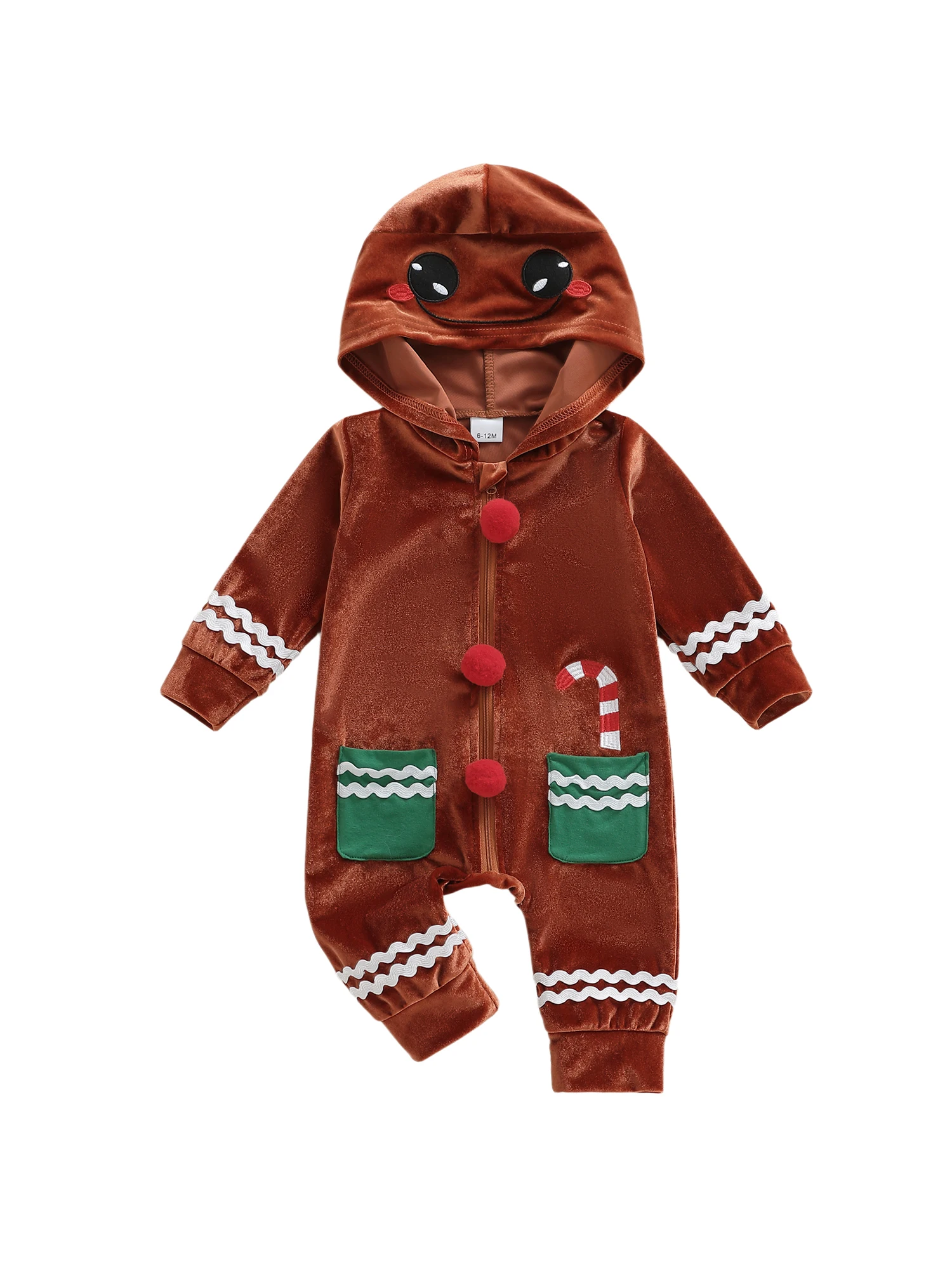 

Рождественский вязаный свитер с оленями, комбинезон с капюшоном для младенцев и малышей — праздничный праздник на молнии