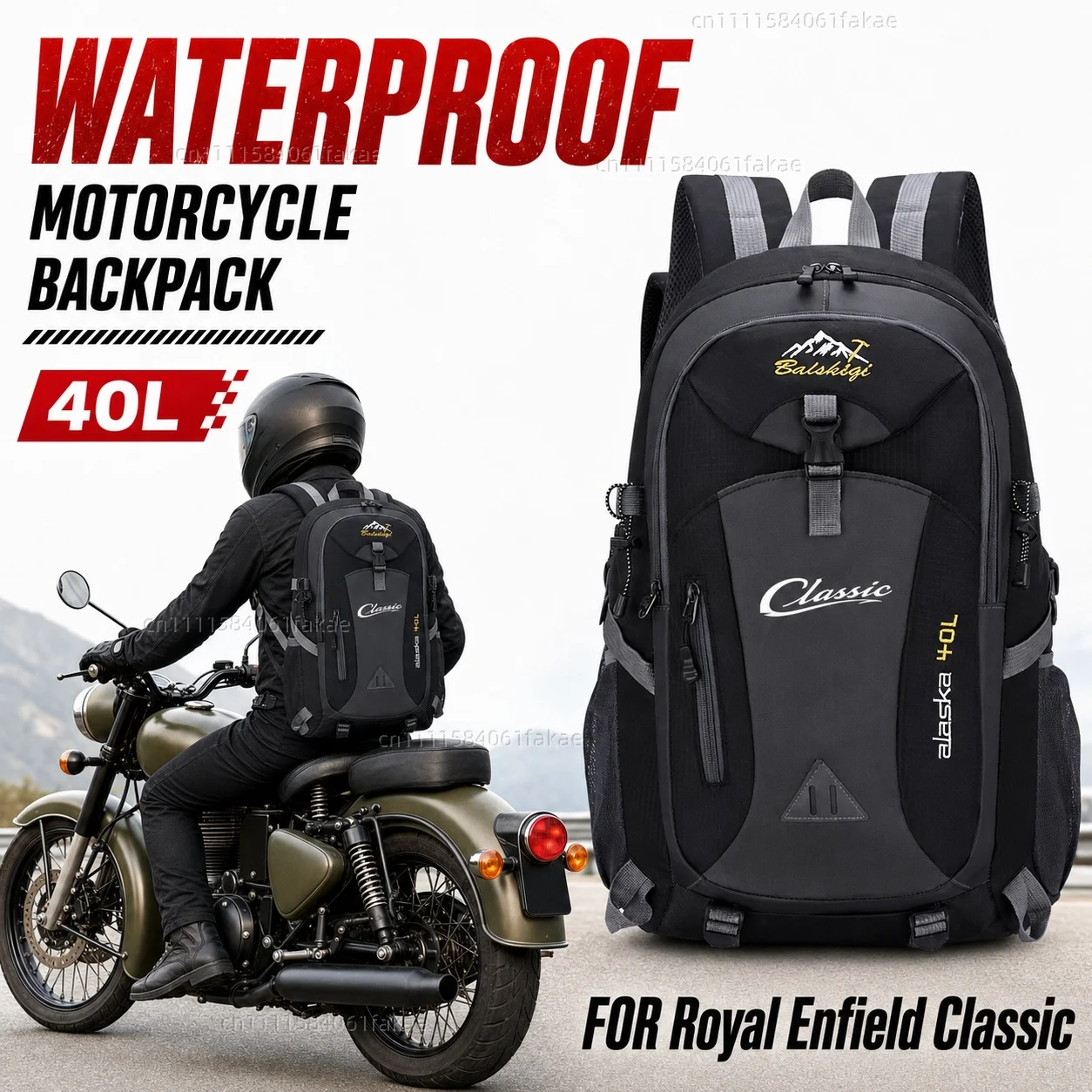 

FOR Royal Enfield Classic 350 500 2009-2026 Motorcycle Backpack 40L Waterproof Travel Backpack Outdoor Hiking Camping Daypack