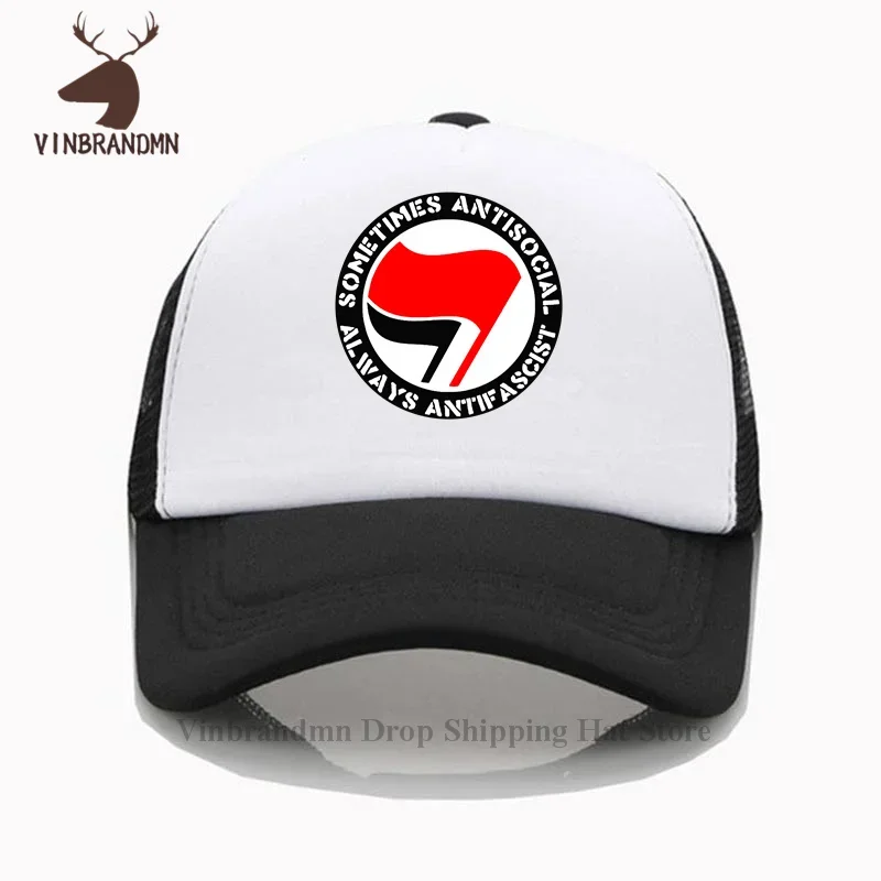 Sometimes Antisocial Alway Antifascist Bucket hats Antifascist Baseball caps Antifascism Socialist Leftist Antifa Flag Logo hats