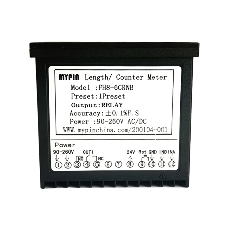 FH8-6CRRB Dual Display Digital Counter 6 Digits Light-emitting Diode 90~265V AC/DC Length Meter with 2 Relay Output and Pulse
