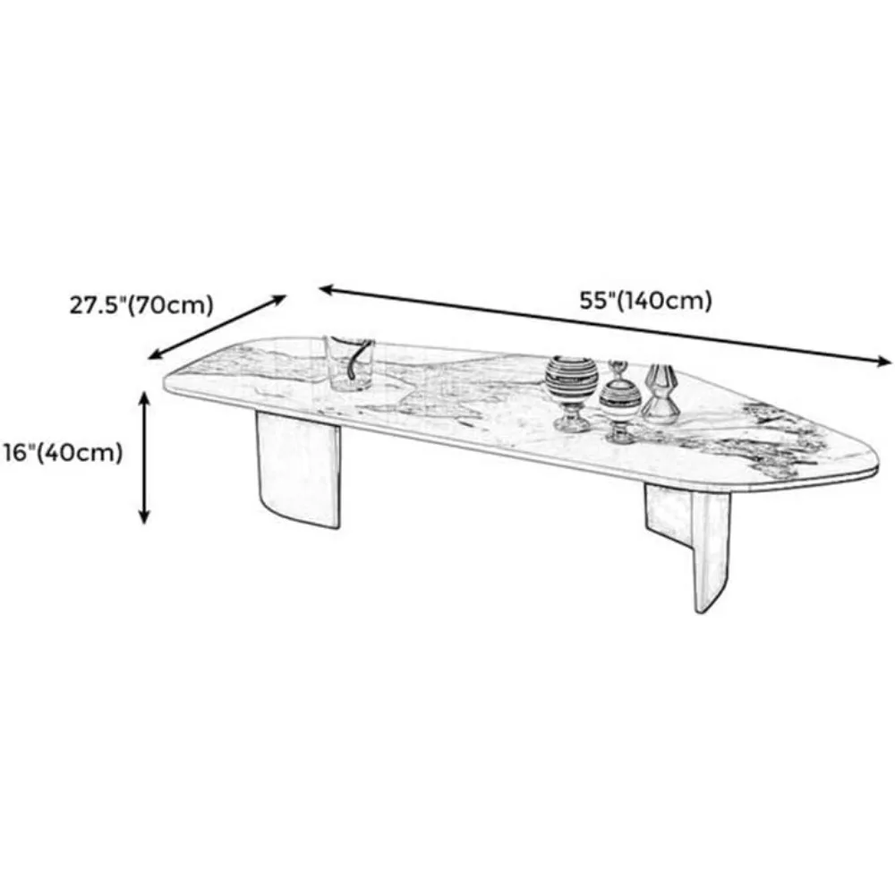 Modern Imitation Marble Coffee Table, Living Room Base, Coffee Table, Slate Board, Small Space Rectangle Living Room Furniture