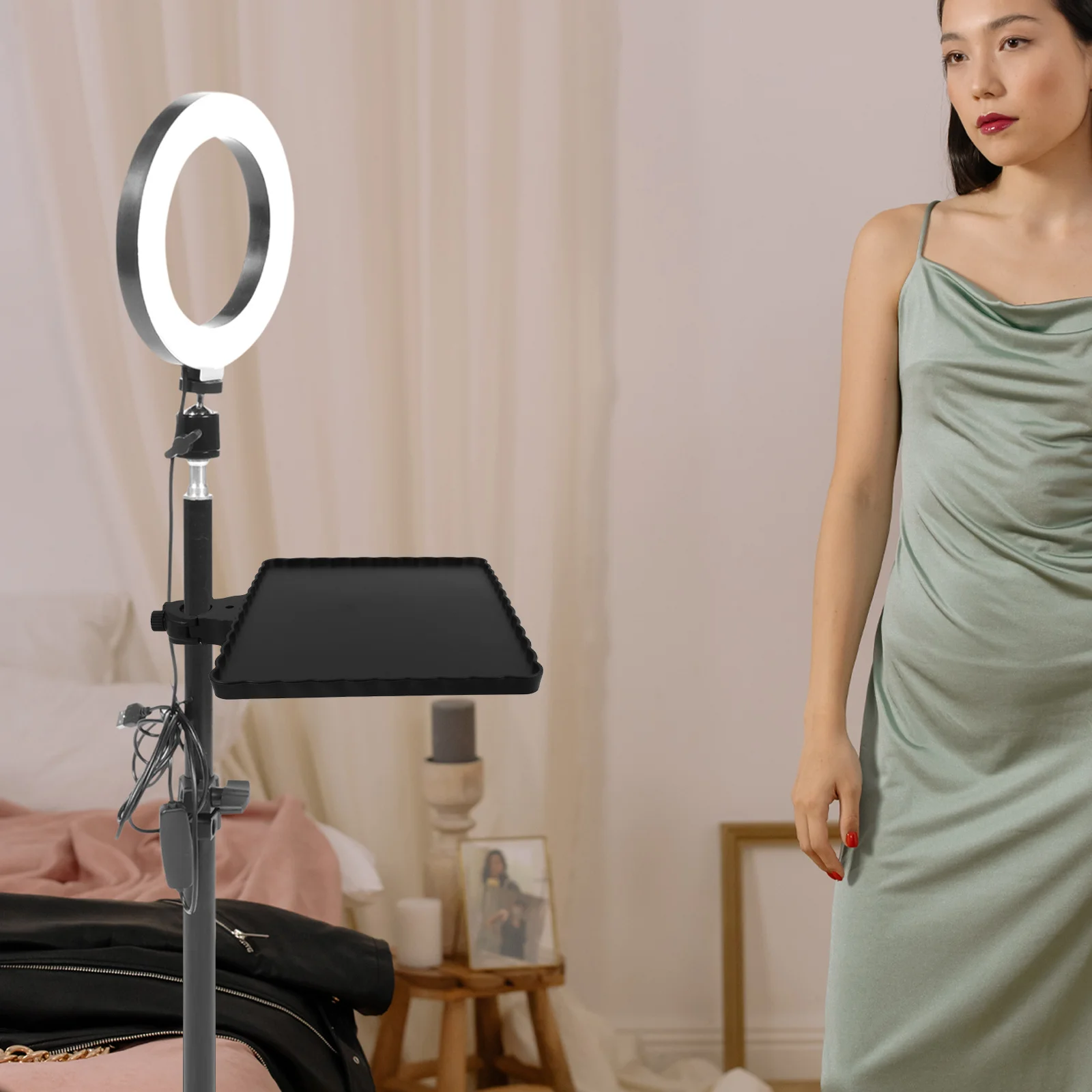 

Multifunctional Microphone Stand Tray Large Capacity Live Streaming Sound Card Accessories Durable Sturdy Desktop Holder For