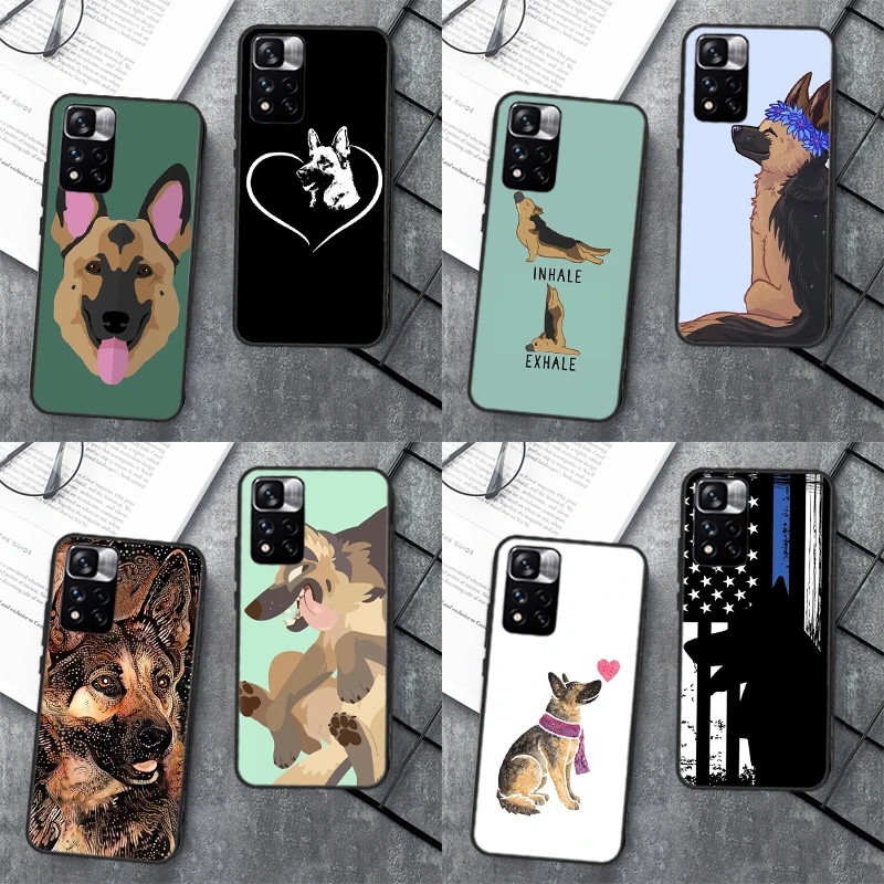 Cartoon German Shepherd Dog Case For Xiaomi Redmi Note 12 11 10 9 8 Pro Note 12S 11S 10S 9S Cover For Redmi 9 10 12 C