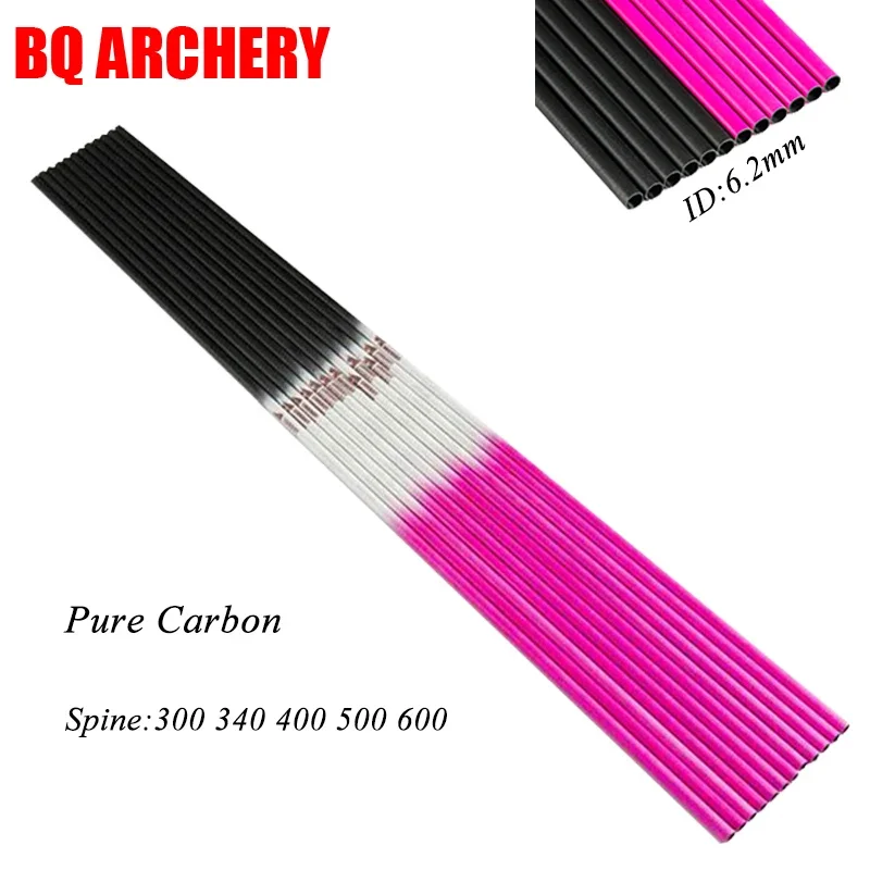 

12pcs Linkboy Archery Carbon Arrows Shaft Pink Spine300-800 30inch 32inch Compound Bow Arrow Accessories Hunting Shooting