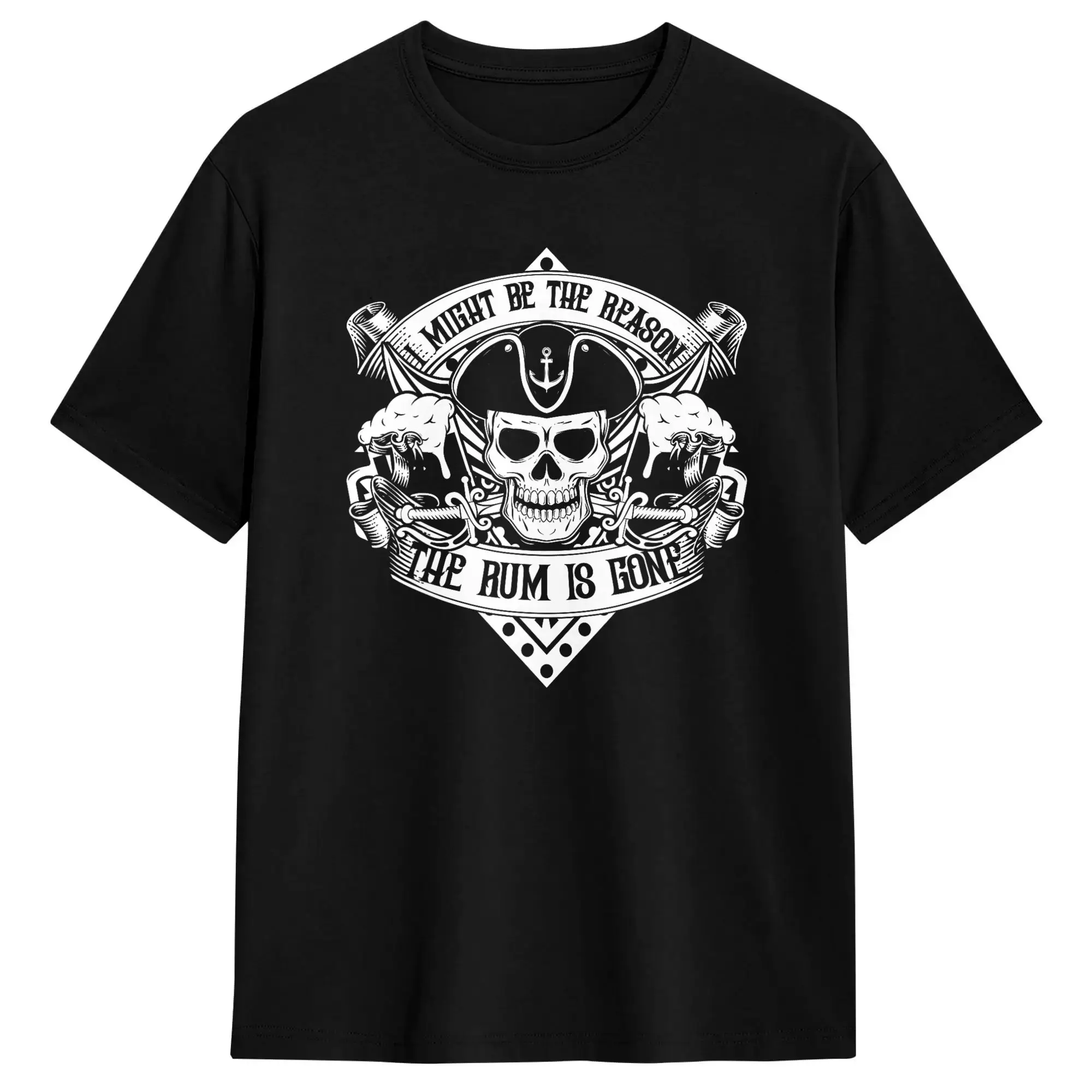 I might be the reason the rum is gone T-Shirt Beach  Leisure T Shirts 100% Cotton O Neck Oversized Tees Short Sleeves  Tops