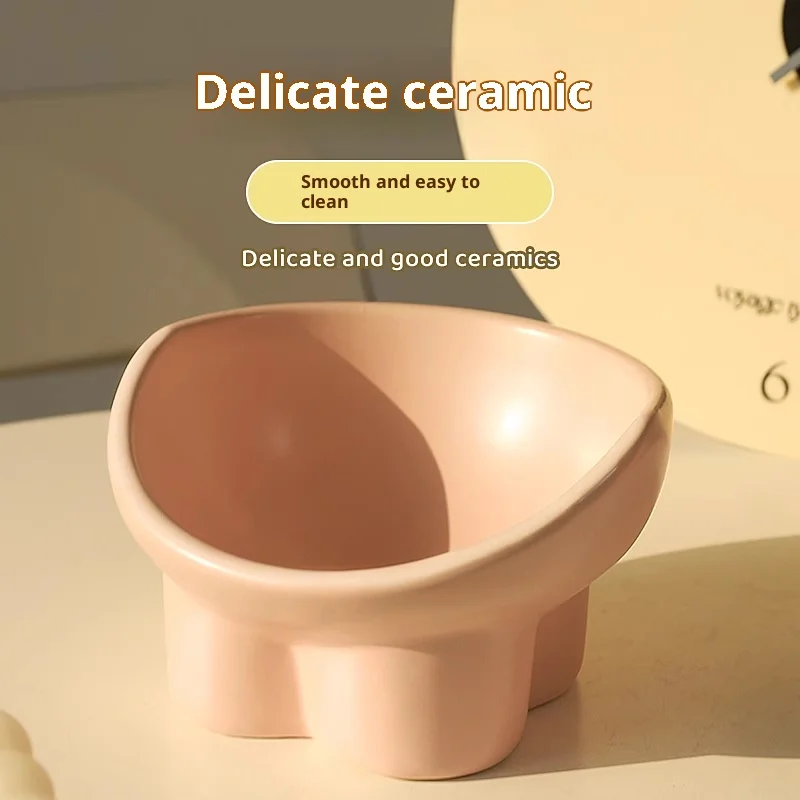 Cuenco para gatos, comida de cerámica para gatos, gato, gato, arroz, arroz, agua de gran diámetro, suministros para mascotas inclinados