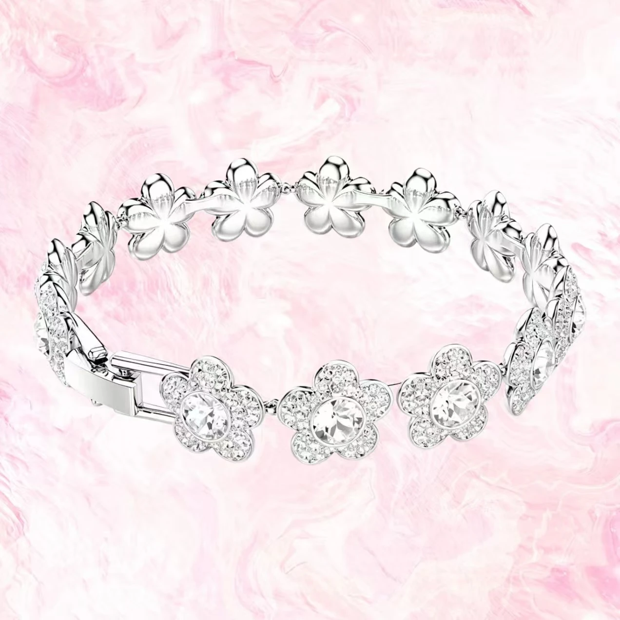 High-quality classic floral necklace, bracelet, and stud earring set, gift, S925 silver, elegant jewelry 2026