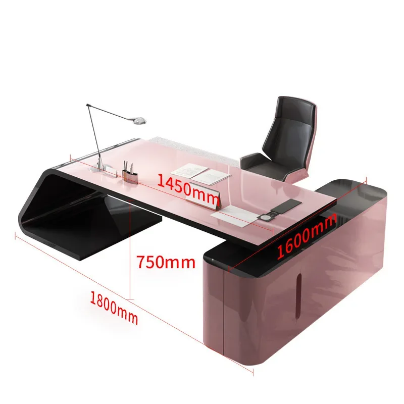 Desk Stylish Simple Ladies Boss Table Pink Manager Table Creative Office Chair Combination