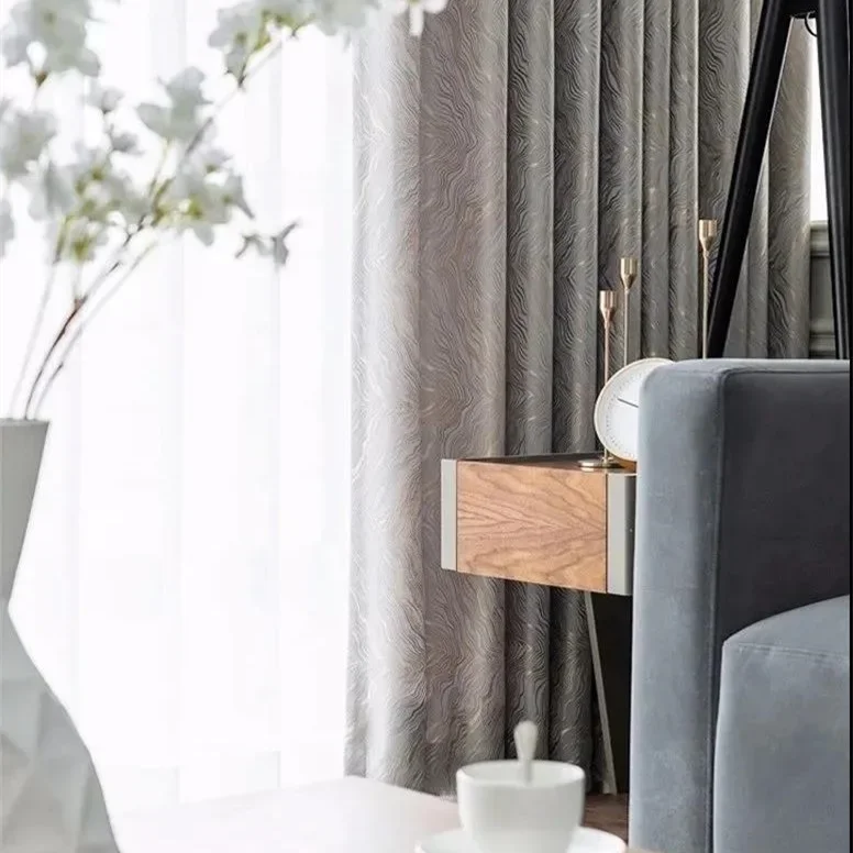 

High-grade light luxury high-precision jacquard curtain cloth diamond pattern color matching simple modern curtain 1