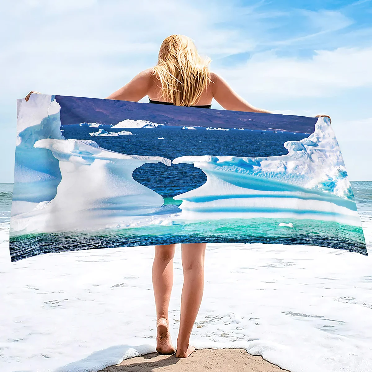 Microfiber Iceberg Beach Towel,Beach Towels Oversized, Quick Dry Sand Free Bath Towel Large, Absorbent Sup Soft Bathroom Towel