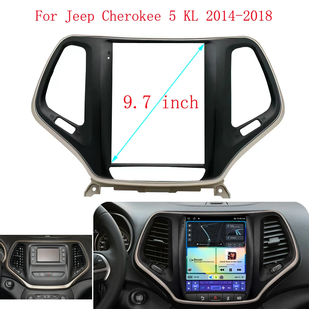 

9.7 inch Fasxia Car Audio Frame Car Radio Fascia GPS Navigation Fascia Panel For Jeep Cherokee 2014-2018