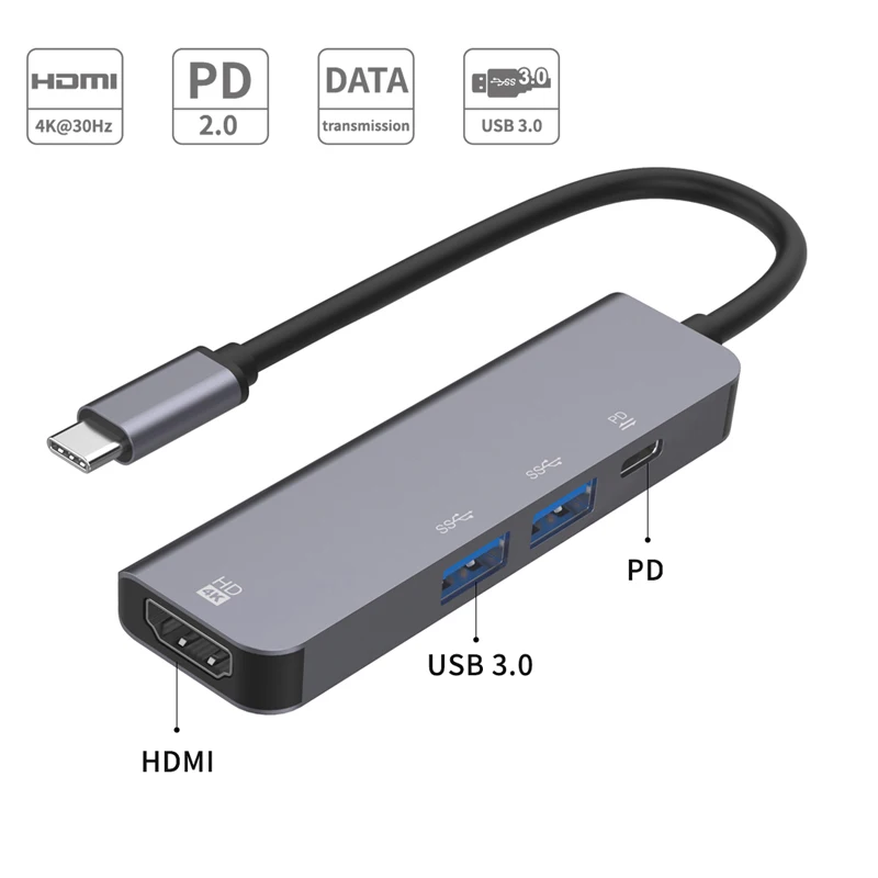 محول فاصل مشاركة الشاشة 4K @ 30 هرتز محطة قفص الاتهام من النوع c محول USB محور تمديد كابل نوع C إلى محول متوافق مع HDMI #2