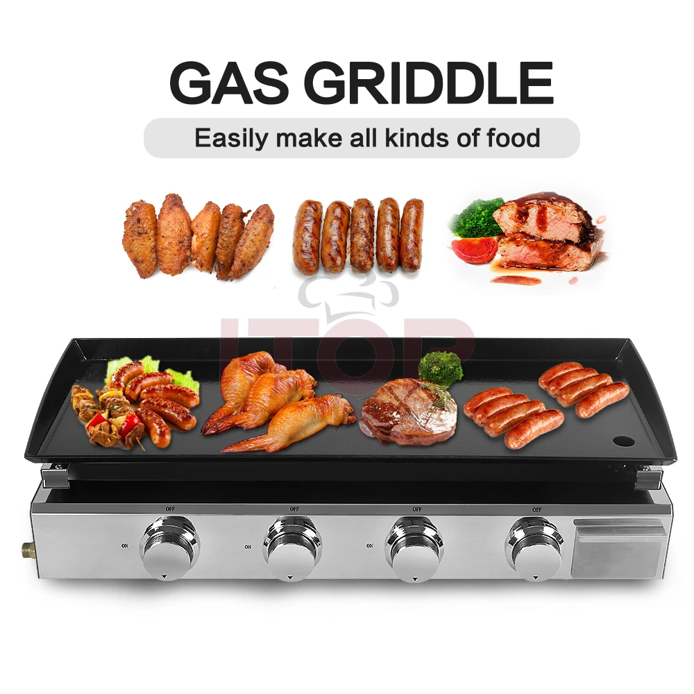 2500W Hot Sell Barbeque Baking Equipment Counter Top Griddle Grills Plates Gas 3 Burner Fryer Griddle