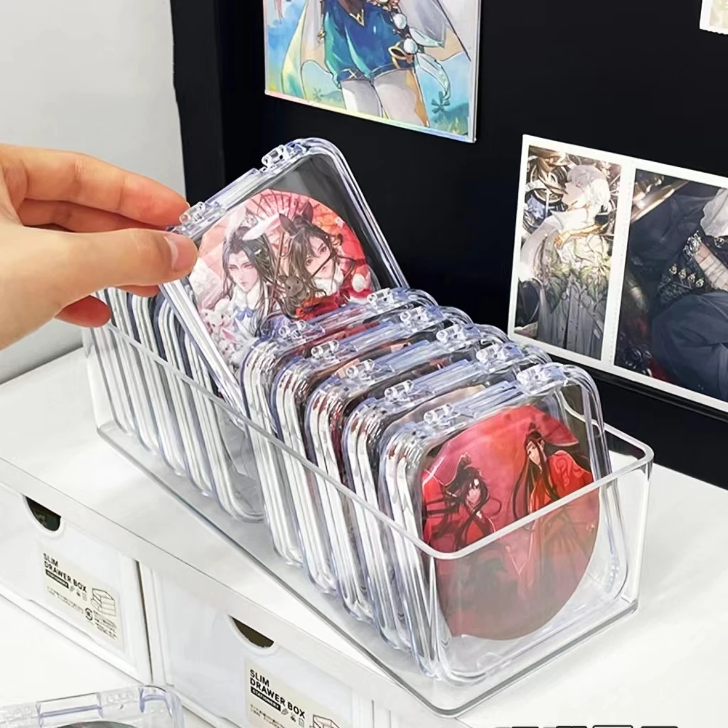 Anime Badge Storage Box Transparent Acrylic Seal Protective Shell Badge Animation Periphery Display Stand Badge Not Included