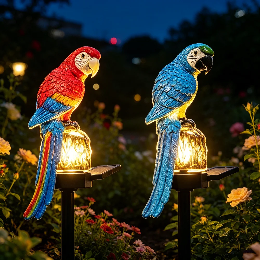 Single Realistic Parrot Solar Powered Stake Light, Outdoor Garden Decor Lamp for Walkway, Terrace, Backyard, Balcony, Lawn