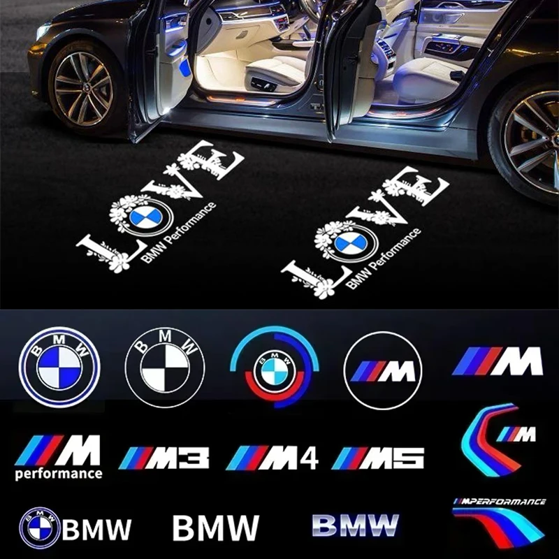 Proyector LED de bienvenida para puerta de coche, luz de puerta con logotipo láser para BMW E90 E60 E46 E93 F20 F21 F30 F31 F32 F33 F34 F15 F10 F01 F11, 2/4 Uds.