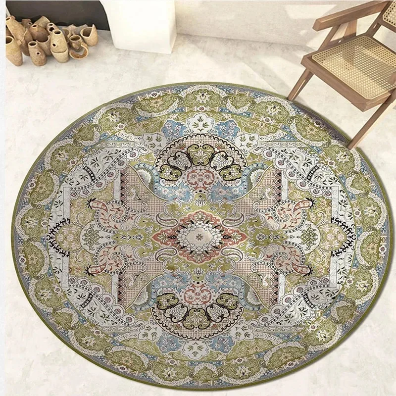 Round Carpets for Living Room  Vintage Floral  Large Area Home Decor Luxury Bohemian IG Exotic Art Soft Bedroom Polyester Rugs