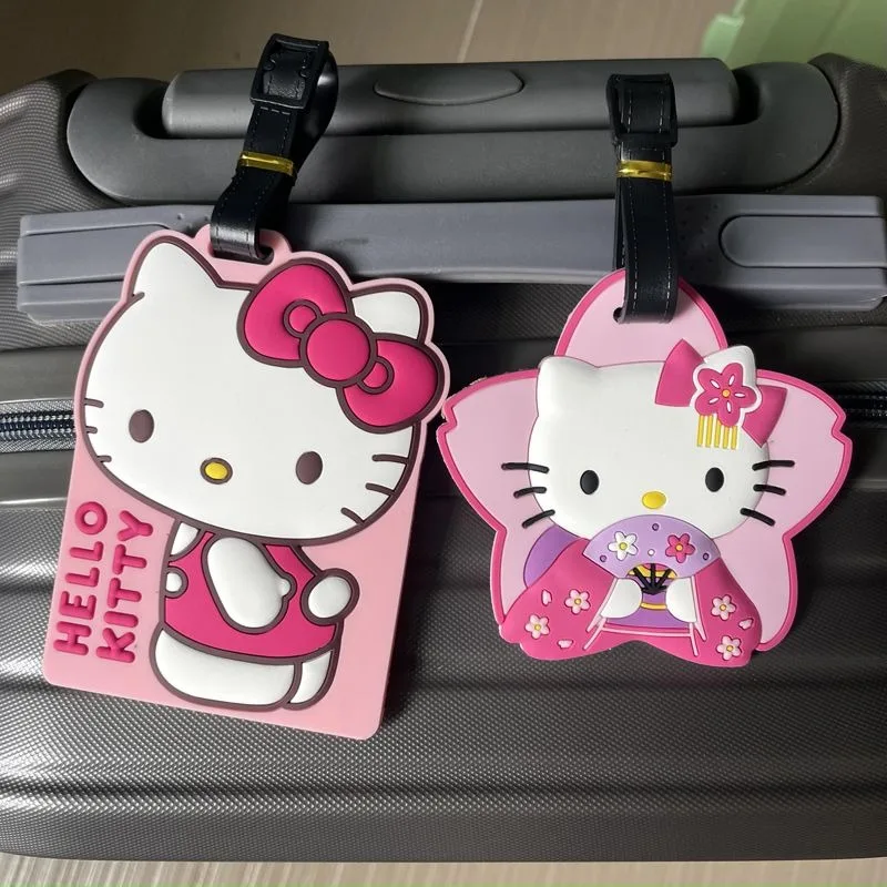 Anime Sanrio Hello Kitty Cartoon Cute Doll Model Luggage Tag Travel Accessories Portable Tag Identification Children\'s Toys