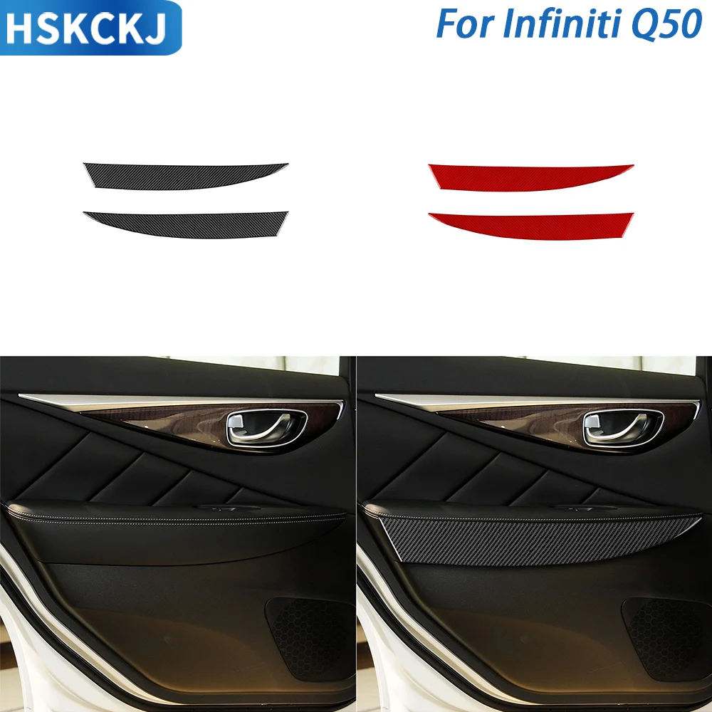 

Для Infiniti Q50 2014——2020 настоящий углеродное волокно, подлокотник для задней двери автомобиля, ручка, панель, накладка, декоративные аксессуары для интерьера