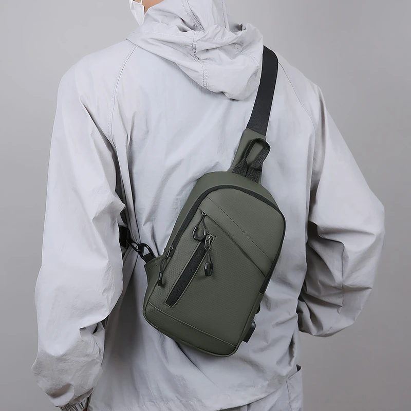 رجل حقيبة صدر للرجال جودة متعددة الوظائف حقيبة كتف سعة كبيرة للرجال حقيبة كروسبودي رسول حقيبة ظهر مقاومة للماء منفذ USB حقيبة #6