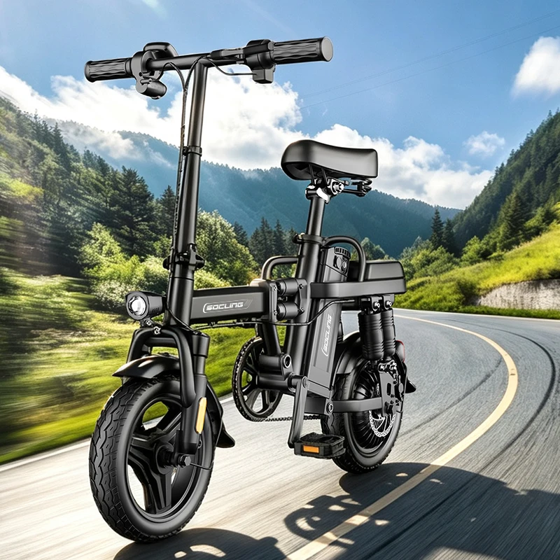 G11-Mini Electric City Bike, 14-Inch Folding 48V Battery-500W Motor, Electric Bike for Adults, Rear Disc Brake with 4/10 Shock Absorptions Models Optional, for Adults,College Students, Commuters & Urban Riding E-Bike image 7