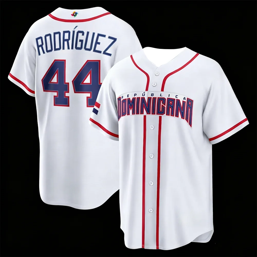 Dominican National Team Baseball Jersey Breathable Quick-Drying Digital Print Trendy Street Style Casual Jersey for Fans