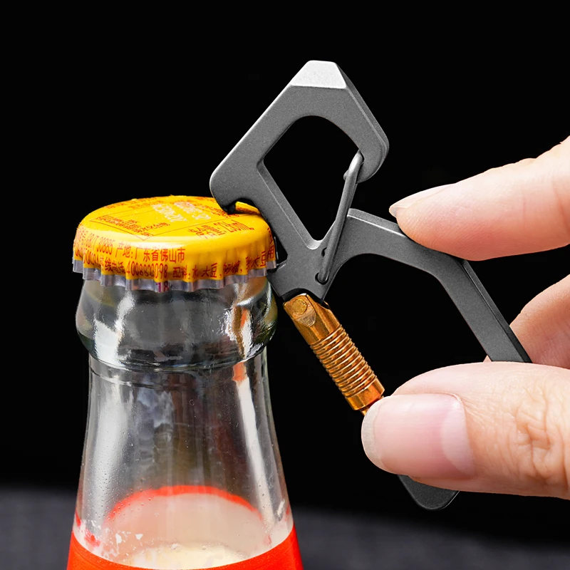 Outdoor EDC Multifunctional Titanium Alloy Keychain Portable Bottle Opener Hanging Tool