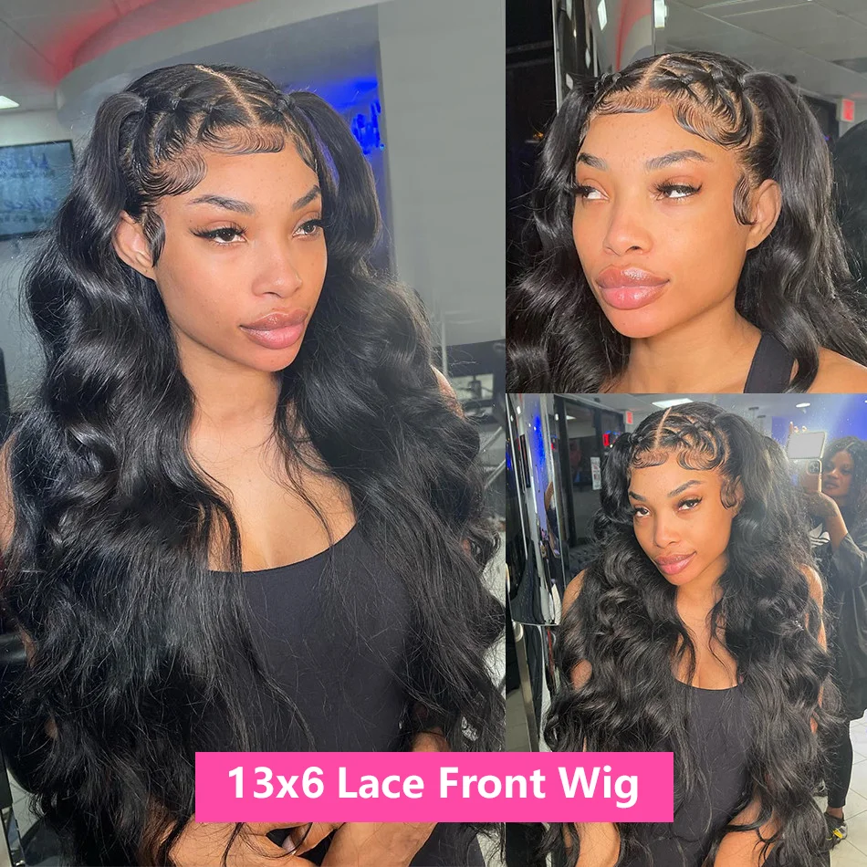 Wig Rambut Asli Model Body Wave Tanpa Lem, Wig Rambut Asli dengan Lace Frontal HD 13x6, Wig Rambut Asli dengan Lace Closure Transparan HD 5x5