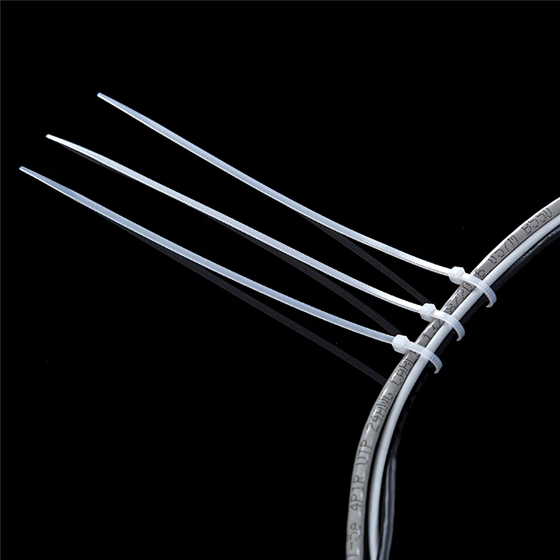 100PCS (Width 1.8mm ) 3 X 60/80/100/120/150/200mm White Black Milk Cable Wire Zip Ties Self Locking Nylon Cable Tie