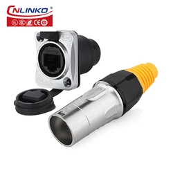 CNLINKO YT UL/TUV Metal IP67 Waterproof RJ45 Cable Signal Connector Panel Mount Socket Plug Network Ethernet Interface